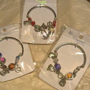 Bundle Of 3 Bangle Charm Bracelets